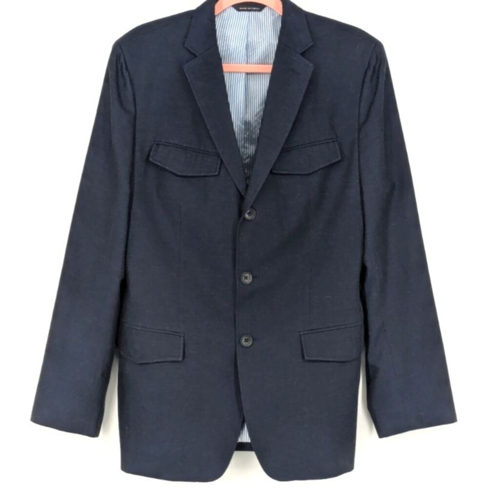 BANANA REPUBLIC Mens Blazer Wool Linen Italian Fabric Navy SIZE 40R
